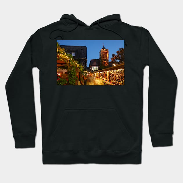 Drosselgasse, Rüdesheim, Rhine, Rheingau, Hesse, Germany, evening Hoodie by Kruegerfoto